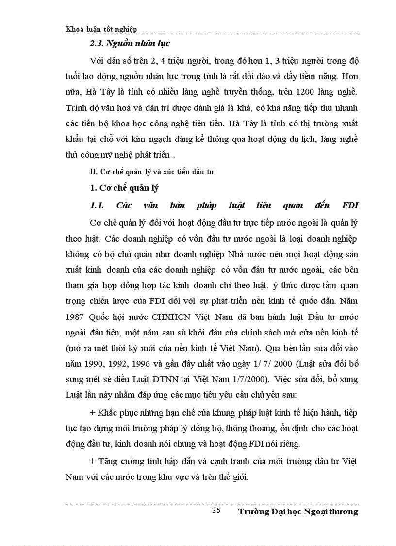 image for page ÁĐề xuất một số giải pháp nhằm tăng cường thu hút FDI vào Hà Tây trong những năm tới