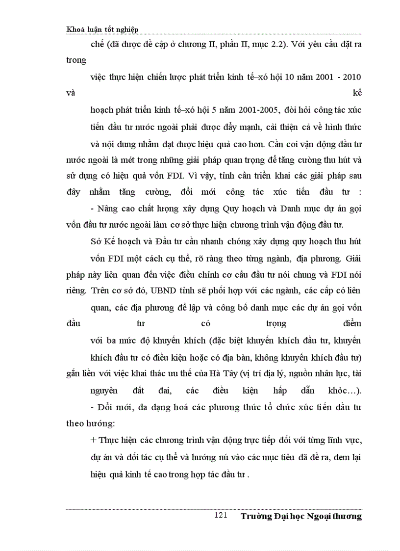 image for page ÁĐề xuất một số giải pháp nhằm tăng cường thu hút FDI vào Hà Tây trong những năm tới