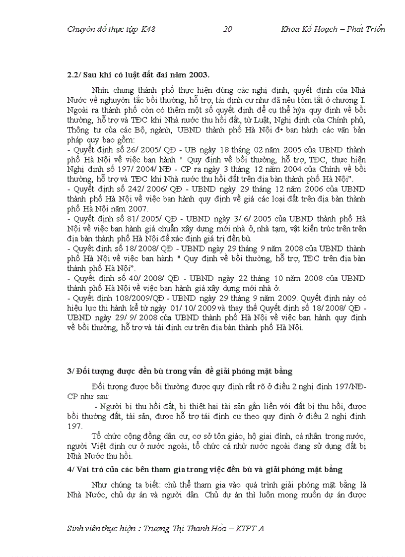 image for page Một số ý kiến hoàn thiện chính sách đền bù và giải phóng mặt bằng trên địa bàn Hà Nội những năm tới