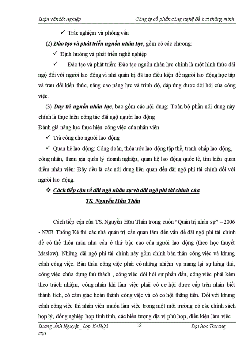 image for page Hoàn thiện công tác đãi ngộ phi tài chính tại công ty cổ phần công nghệ bể bơi thông minh