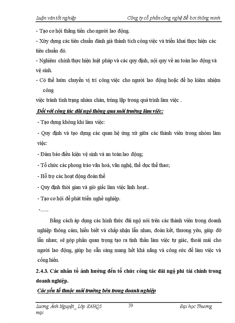 image for page Hoàn thiện công tác đãi ngộ phi tài chính tại công ty cổ phần công nghệ bể bơi thông minh
