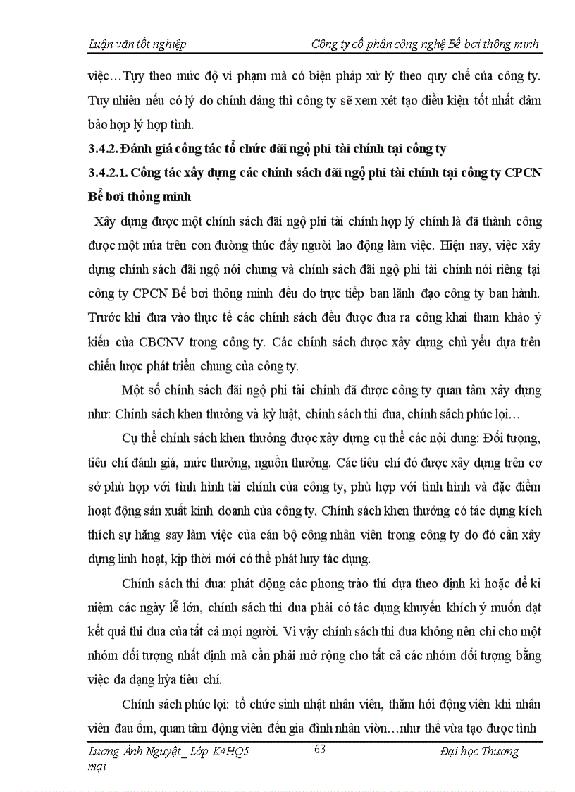 image for page Hoàn thiện công tác đãi ngộ phi tài chính tại công ty cổ phần công nghệ bể bơi thông minh