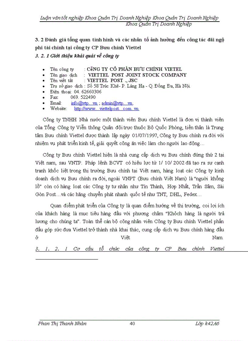 image for page Hoàn thiện công tác đãi ngộ phi tài chính tại công ty cổ phần bưu chính viettel