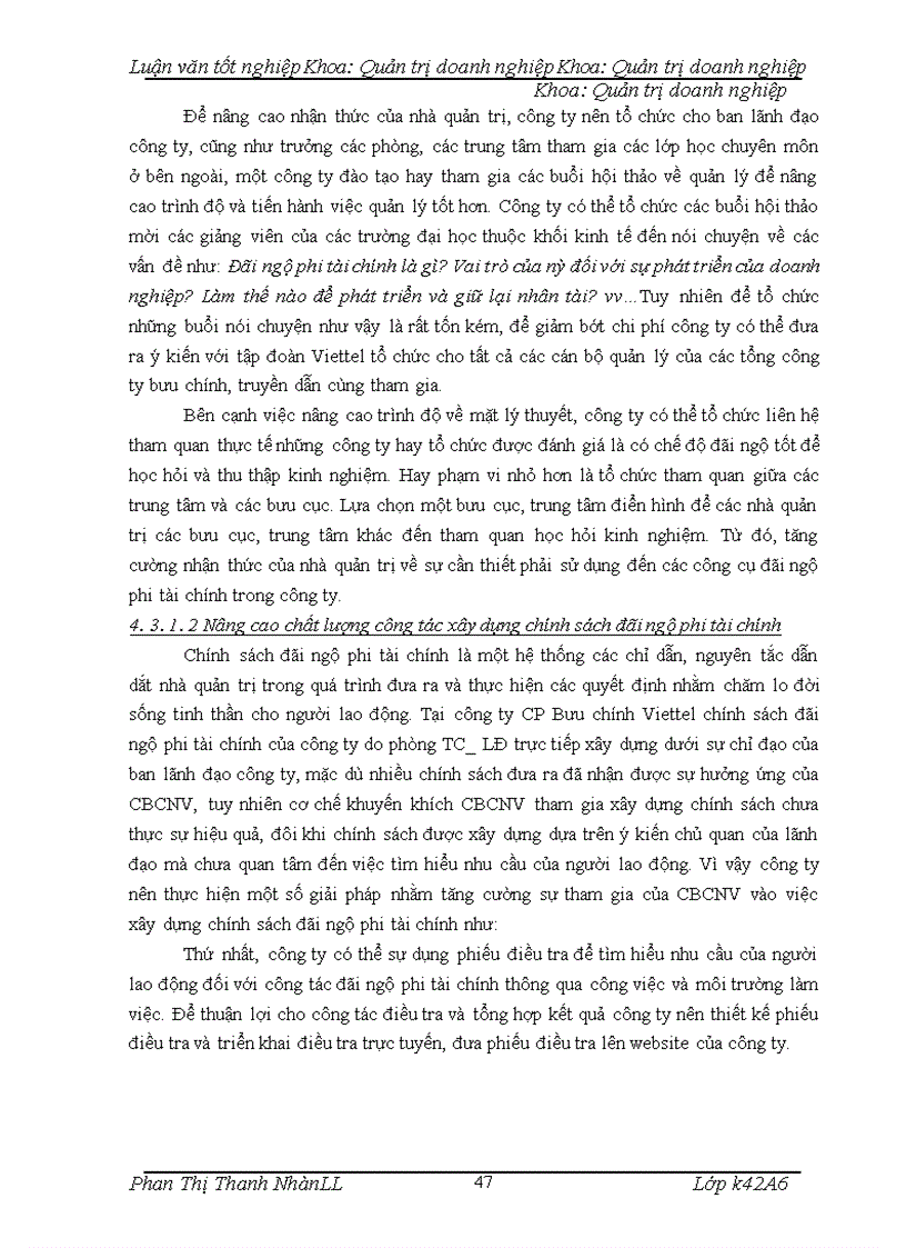 image for page Hoàn thiện công tác đãi ngộ phi tài chính tại công ty cổ phần bưu chính viettel