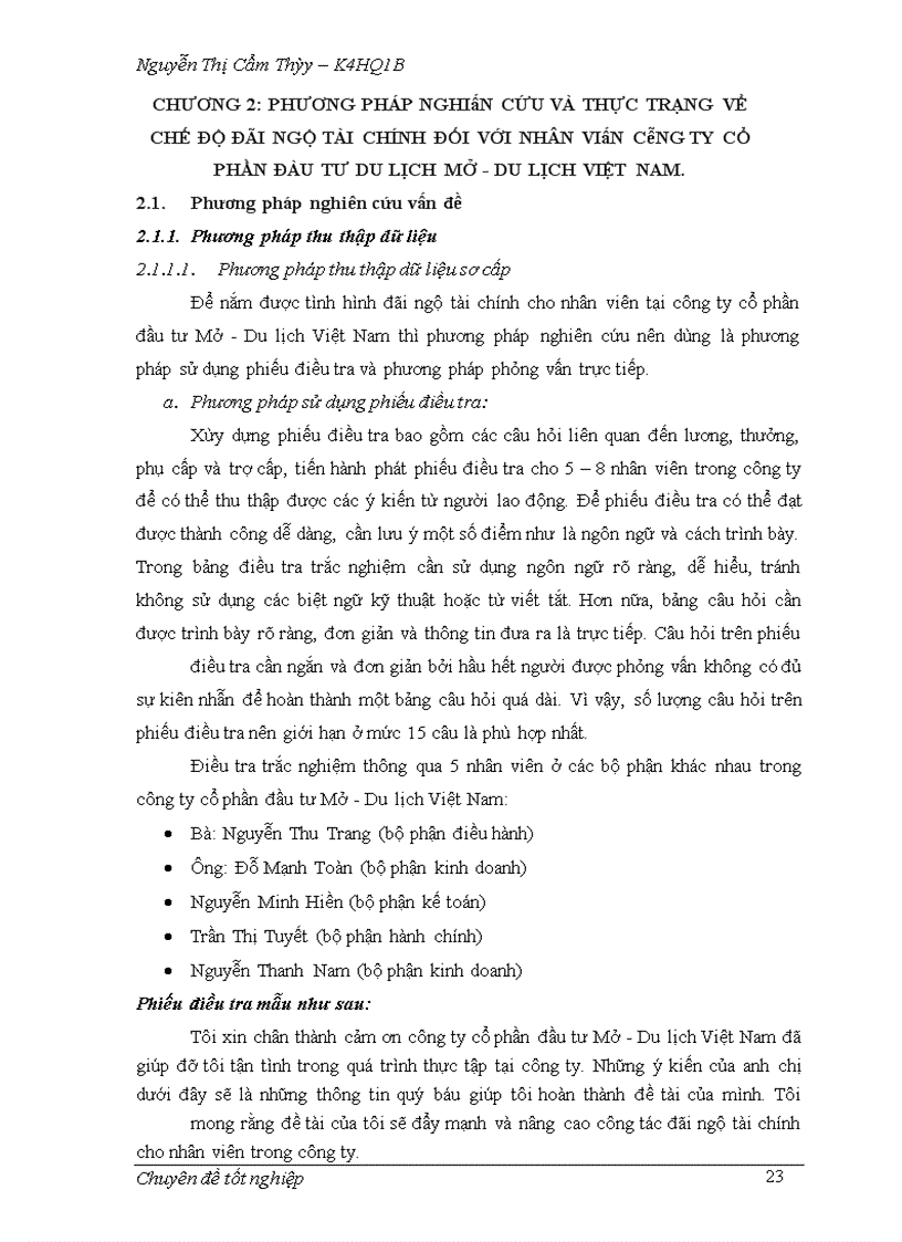 image for page Hoàn thiện công tác đãi ngộ tài chính cho nhân viên của công ty cổ phần đầu tư Mở - Du lịch Việt Nam
