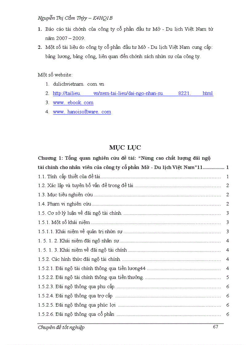 image for page Hoàn thiện công tác đãi ngộ tài chính cho nhân viên của công ty cổ phần đầu tư Mở - Du lịch Việt Nam