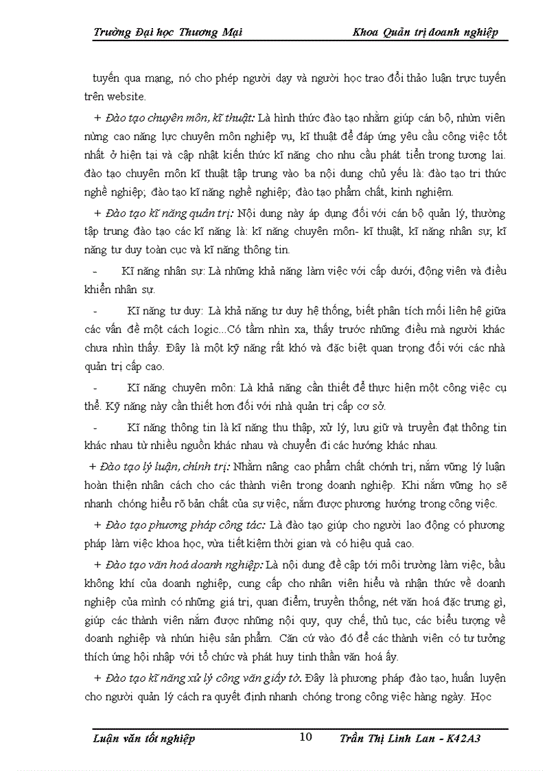 image for page Hoàn thiện công tác đào tạo cán bộ quản lý tại công ty cổ phần may Đáp Cầu