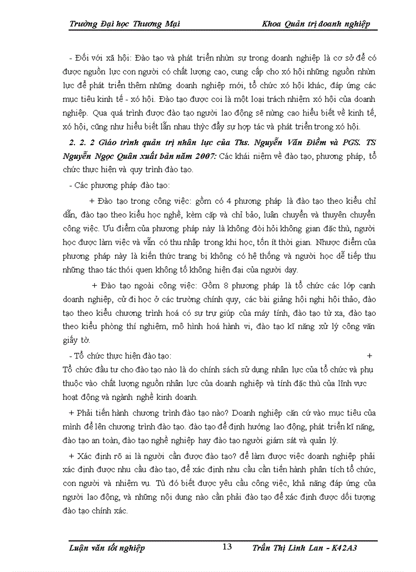image for page Hoàn thiện công tác đào tạo cán bộ quản lý tại công ty cổ phần may Đáp Cầu