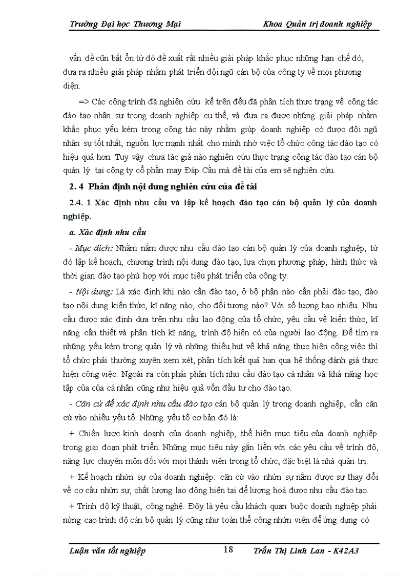 image for page Hoàn thiện công tác đào tạo cán bộ quản lý tại công ty cổ phần may Đáp Cầu
