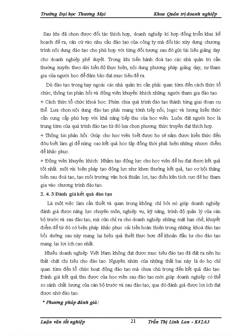 image for page Hoàn thiện công tác đào tạo cán bộ quản lý tại công ty cổ phần may Đáp Cầu