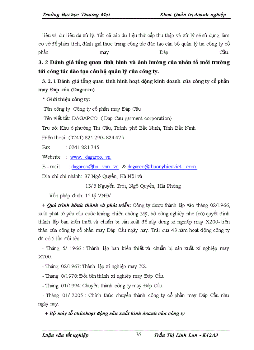 image for page Hoàn thiện công tác đào tạo cán bộ quản lý tại công ty cổ phần may Đáp Cầu