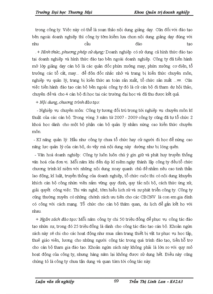 image for page Hoàn thiện công tác đào tạo cán bộ quản lý tại công ty cổ phần may Đáp Cầu