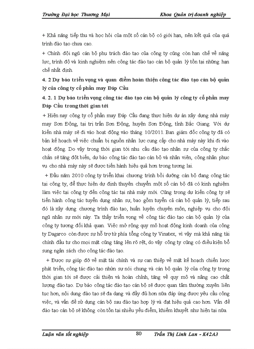 image for page Hoàn thiện công tác đào tạo cán bộ quản lý tại công ty cổ phần may Đáp Cầu