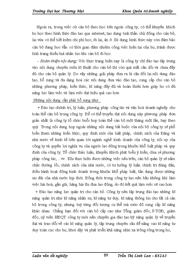 image for page Hoàn thiện công tác đào tạo cán bộ quản lý tại công ty cổ phần may Đáp Cầu