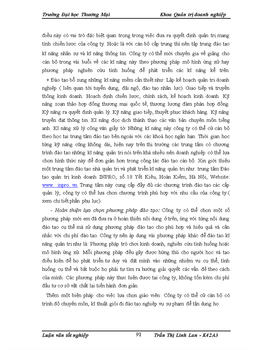 image for page Hoàn thiện công tác đào tạo cán bộ quản lý tại công ty cổ phần may Đáp Cầu
