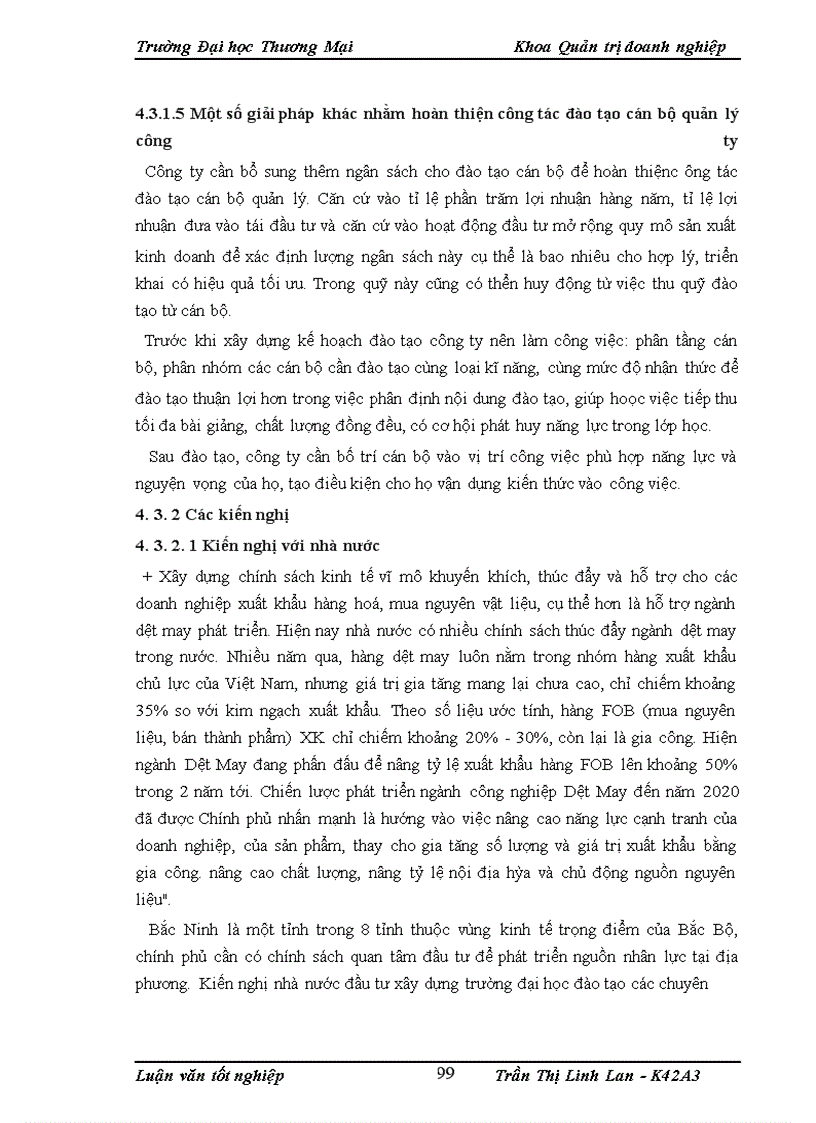 image for page Hoàn thiện công tác đào tạo cán bộ quản lý tại công ty cổ phần may Đáp Cầu