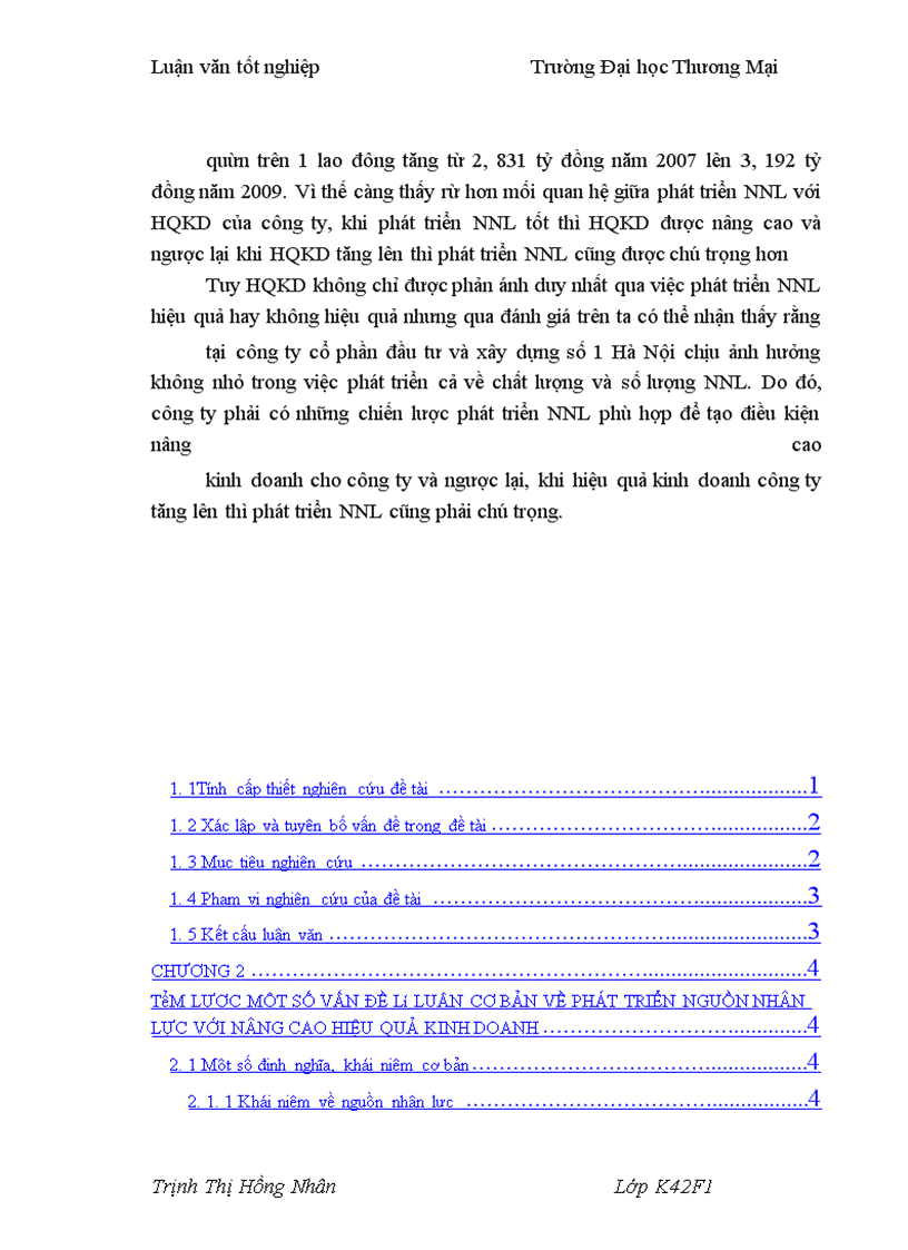 image for page Một số giải pháp phát triển nguồn nhân lực với nâng cao hiệu quả kinh doanh tại Công ty cổ phần đầu tư và xây dựng số 1 Hà Nội
