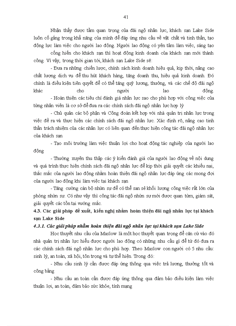 image for page Hoàn thiện đãi ngộ nhân lực tại khách sạn Lake Side