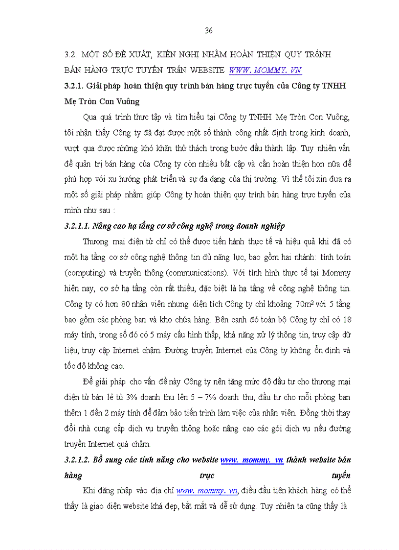 image for page Hoàn thiện quy trình bán hàng trực tuyến trên website của công ty TNHH Mẹ Tròn Con Vuông