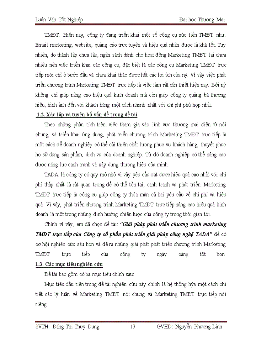 image for page Giải pháp phát triển chương trình marketing TMĐT trực tiếp của Công ty cổ phần phát triển giải pháp công nghệ TADA