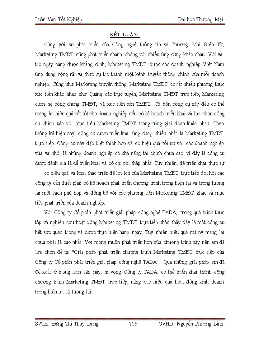 image for page Giải pháp phát triển chương trình marketing TMĐT trực tiếp của Công ty cổ phần phát triển giải pháp công nghệ TADA