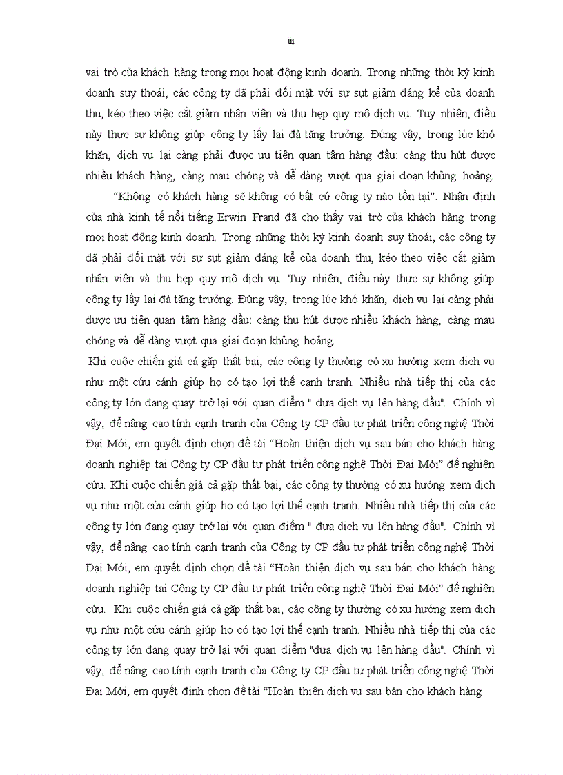 image for page Hoàn thiện dịch vụ sau bán cho khách hàng doanh nghiệp tại Công ty CP đầu tư phát triển công nghệ Thời Đại Mới