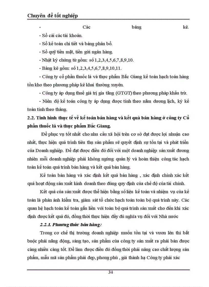 image for page Tổ chức kế toán bán hàng và xác định kết quả bán hàng ở công ty cổ phần thuốc lá và chế biến thực phẩm Bắc Giang