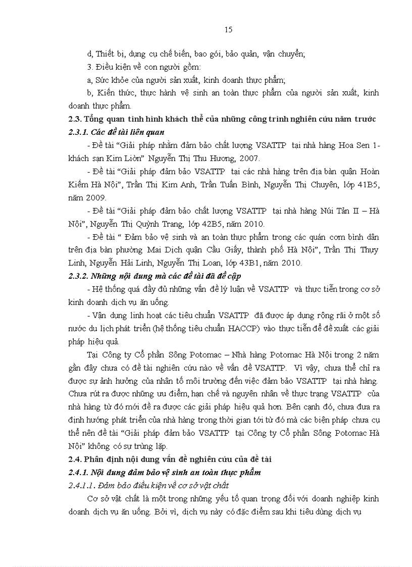 image for page Giải pháp đảm bảo vệ sinh an toàn thực phẩm tại Công ty Cổ phần Sông Potomac Hà Nội
