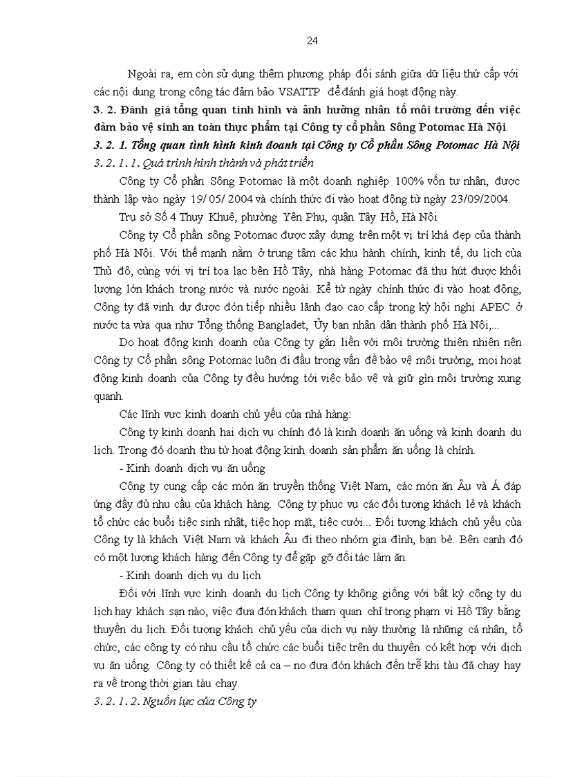 image for page Giải pháp đảm bảo vệ sinh an toàn thực phẩm tại Công ty Cổ phần Sông Potomac Hà Nội