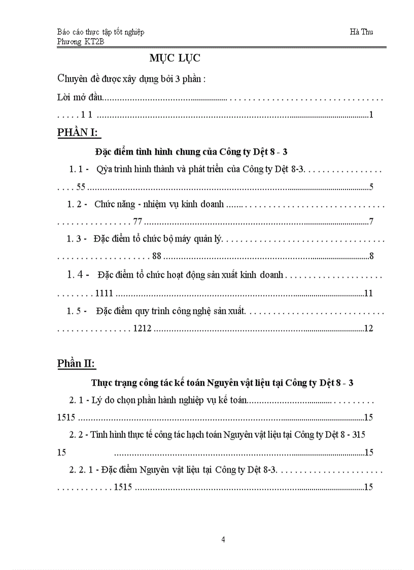 image for page Tổ chức kế toán Nguyên vật liệu tại Công ty Dệt 8-3