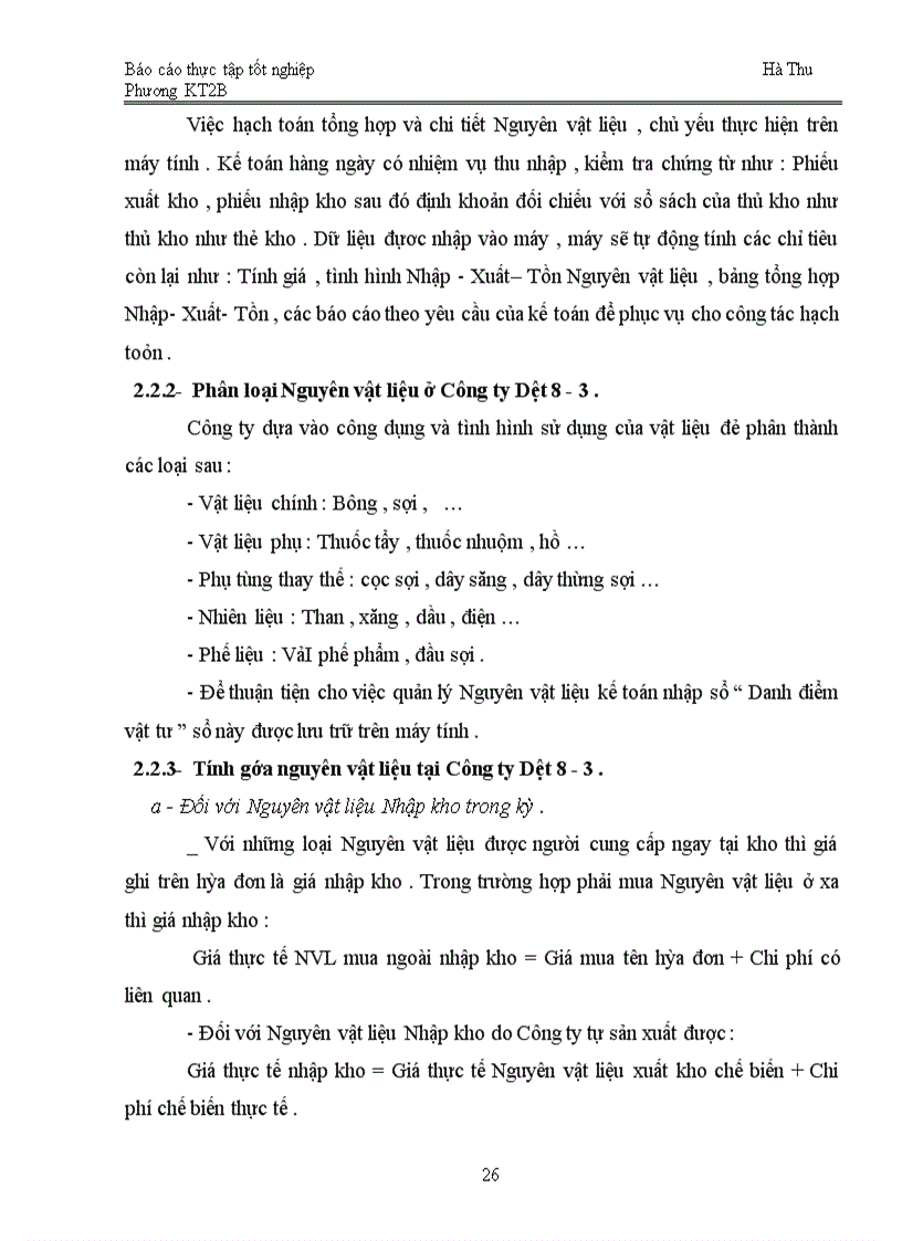 image for page Tổ chức kế toán Nguyên vật liệu tại Công ty Dệt 8-3