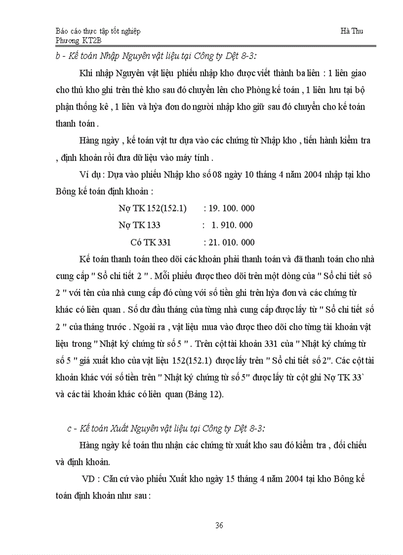 image for page Tổ chức kế toán Nguyên vật liệu tại Công ty Dệt 8-3