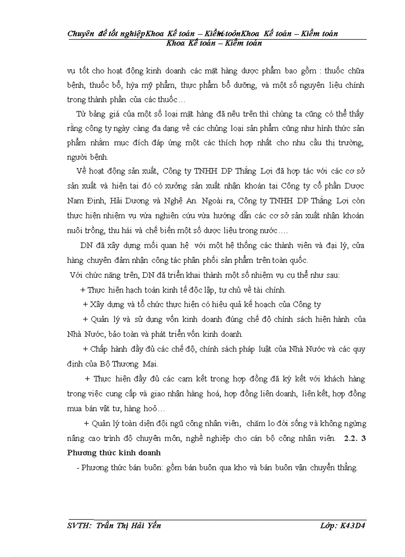 image for page Kế toán doanh thu nhóm hàng dược phẩm tại công ty TNHH dược phẩm Thắng Lợi