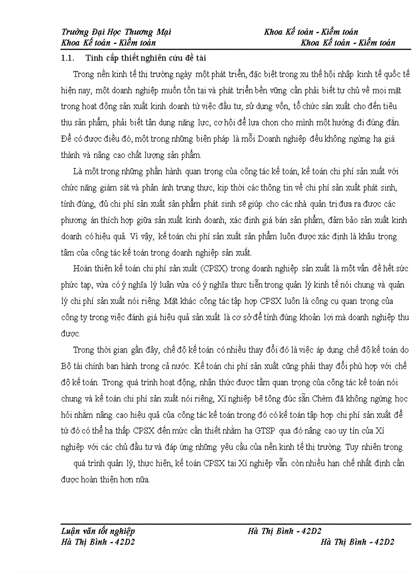 image for page Kế toán chi phí sản xuất sản phẩm bê tông tại Xí nghiệp bê tông đúc sẵn Chèm – công ty CP bê tông xây dựng Hà Nội