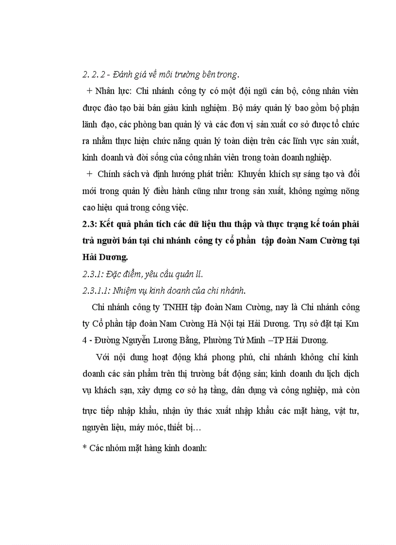 image for page Kế toán phải trả người bán tại chi nhánh công ty cổ phần tập đoàn Nam Cường tại Hải Dương
