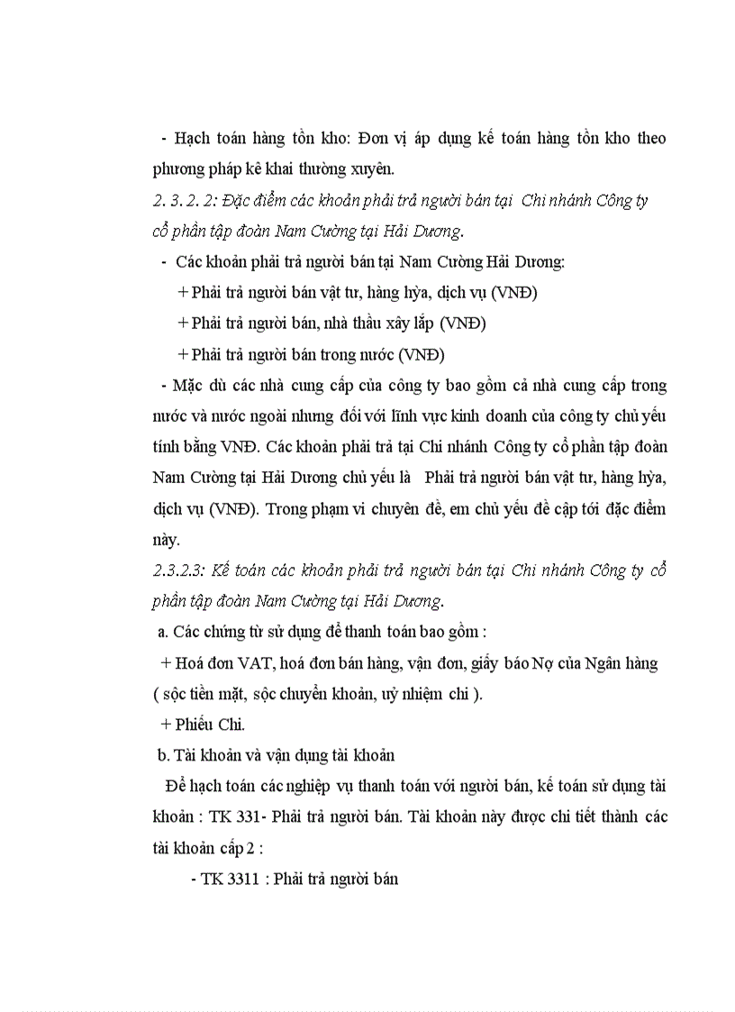 image for page Kế toán phải trả người bán tại chi nhánh công ty cổ phần tập đoàn Nam Cường tại Hải Dương