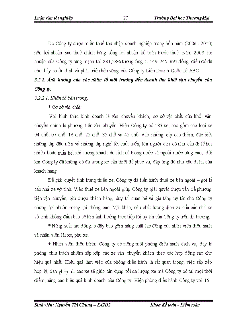 image for page Phân tích và dự báo thống kê doanh thu khối vận chuyển Công ty Liên Doanh Quốc Tế ABC