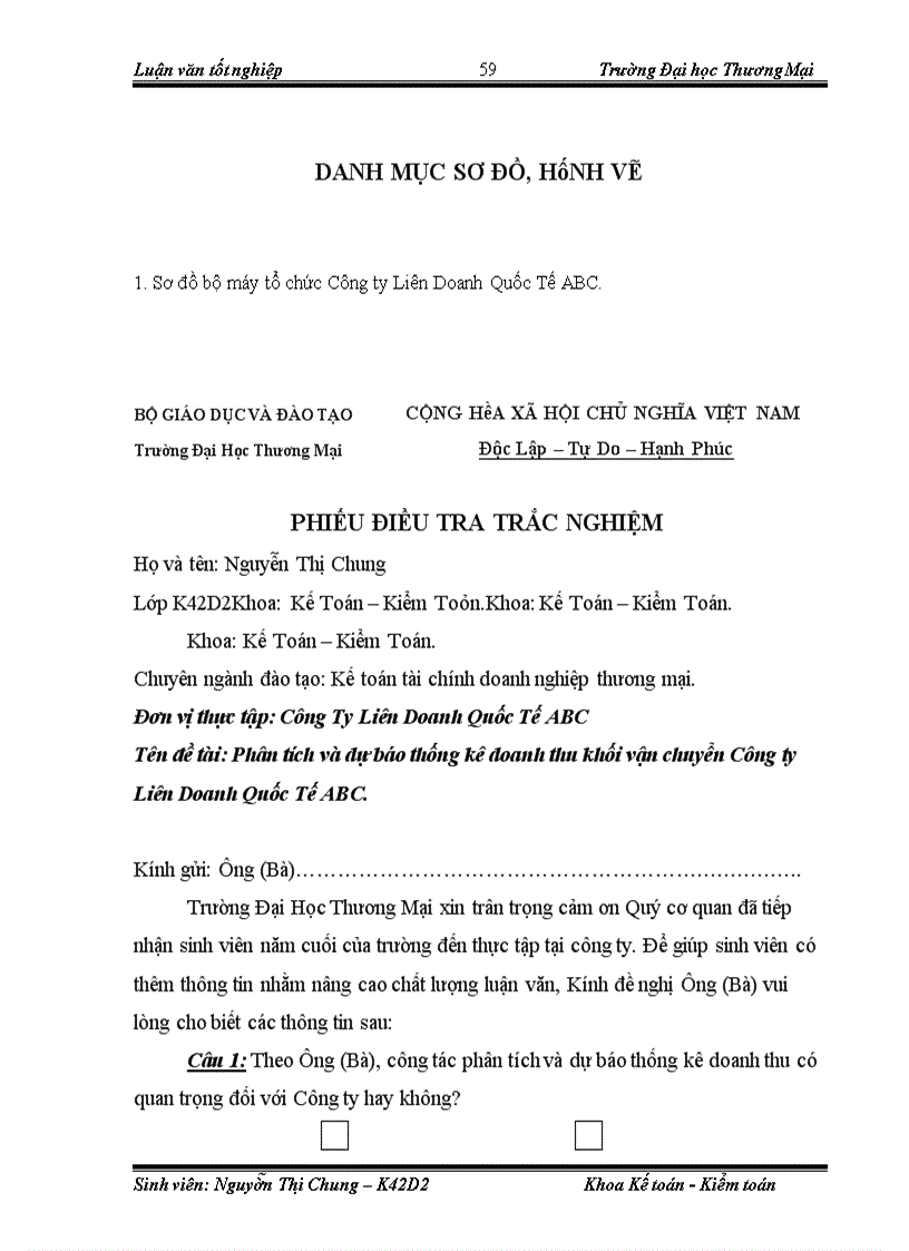 image for page Phân tích và dự báo thống kê doanh thu khối vận chuyển Công ty Liên Doanh Quốc Tế ABC