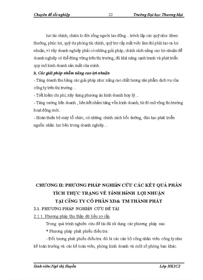 image for page Lợi nhuận và nâng cao lợi nhuận trong công ty cổ phần XD & TM Thành Phát