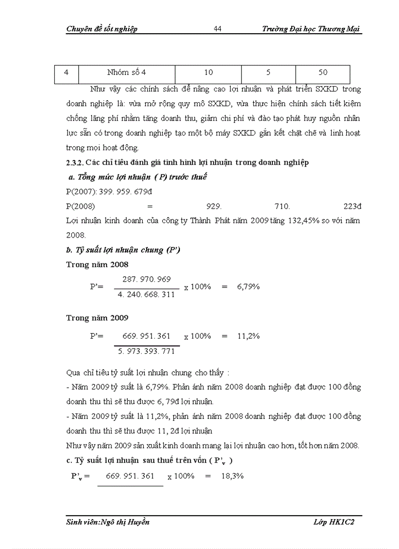 image for page Lợi nhuận và nâng cao lợi nhuận trong công ty cổ phần XD & TM Thành Phát