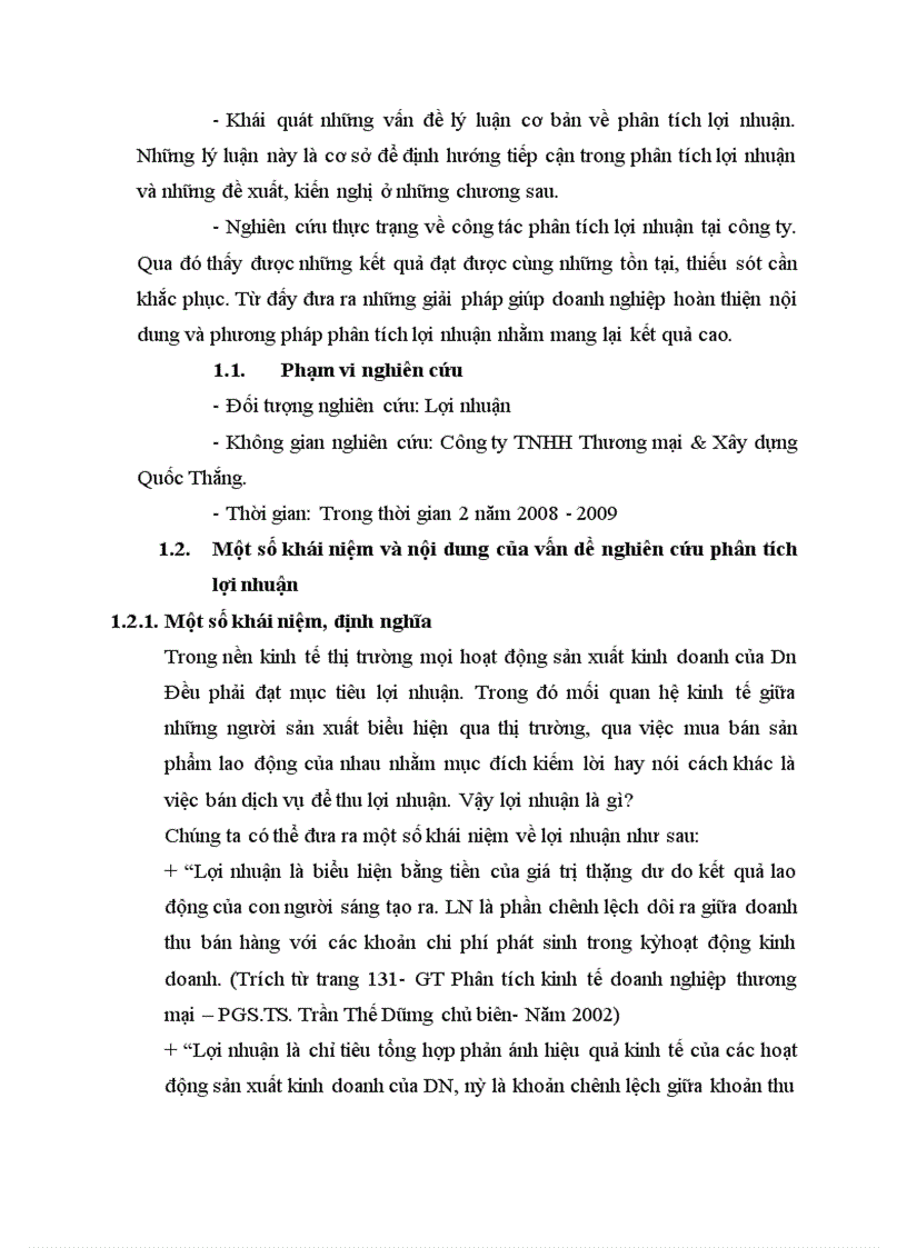 image for page Hoàn thiện nội dung và phương pháp phân tích lợi nhuận tại công ty TNHH Thương mại & Xây dựng Quốc Thắng
