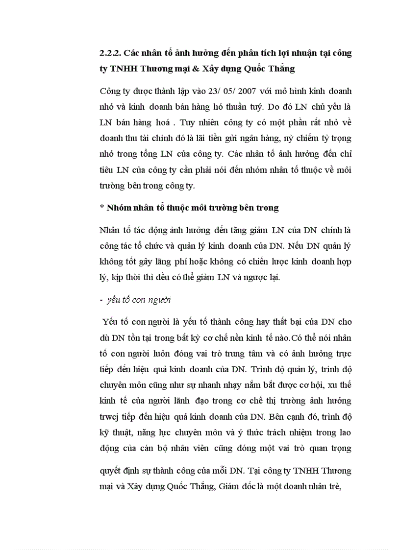 image for page Hoàn thiện nội dung và phương pháp phân tích lợi nhuận tại công ty TNHH Thương mại & Xây dựng Quốc Thắng