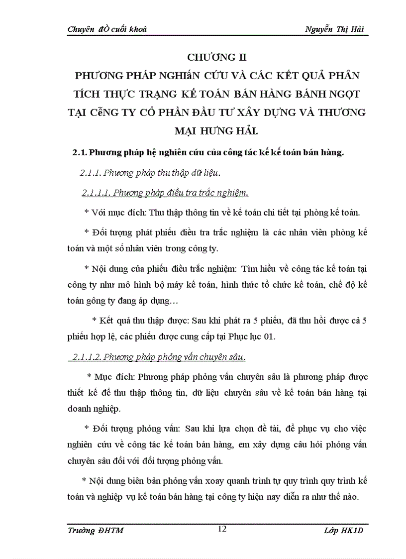 image for page Kế toán bán hàng bánh ngọt của công ty cổ phần đầu tư xây dựng và thương mại Hưng Hải