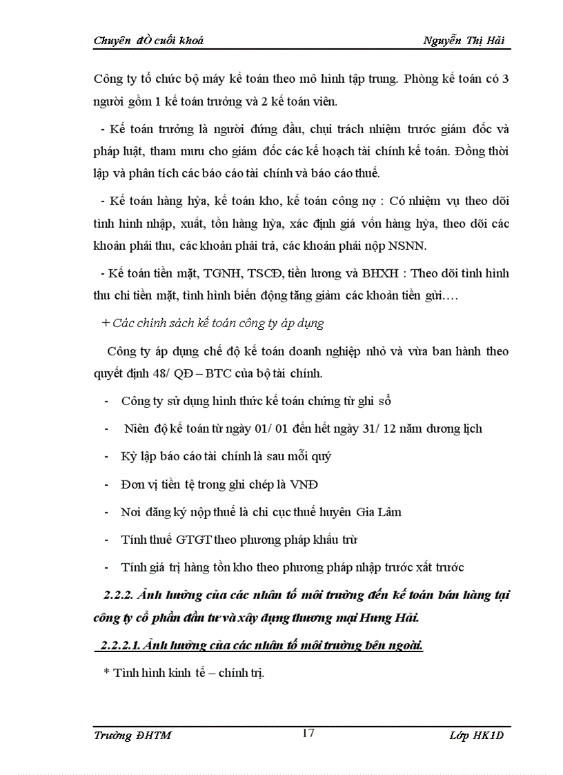 image for page Kế toán bán hàng bánh ngọt của công ty cổ phần đầu tư xây dựng và thương mại Hưng Hải