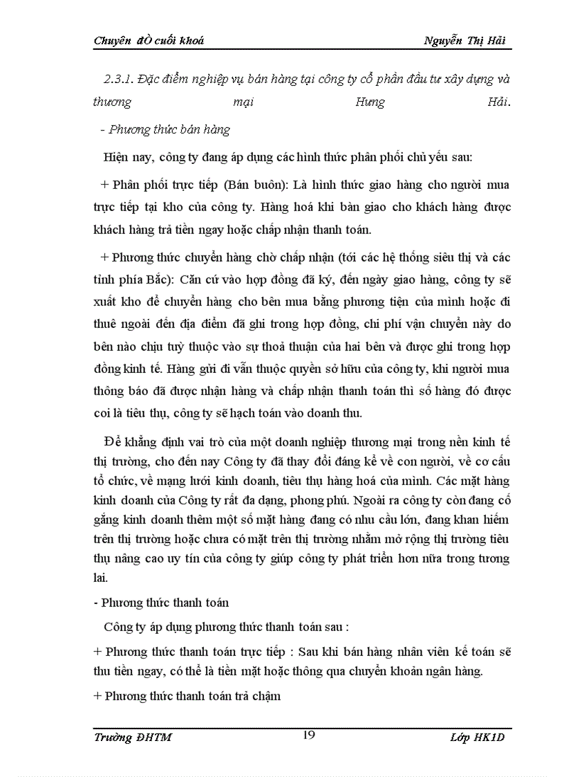 image for page Kế toán bán hàng bánh ngọt của công ty cổ phần đầu tư xây dựng và thương mại Hưng Hải