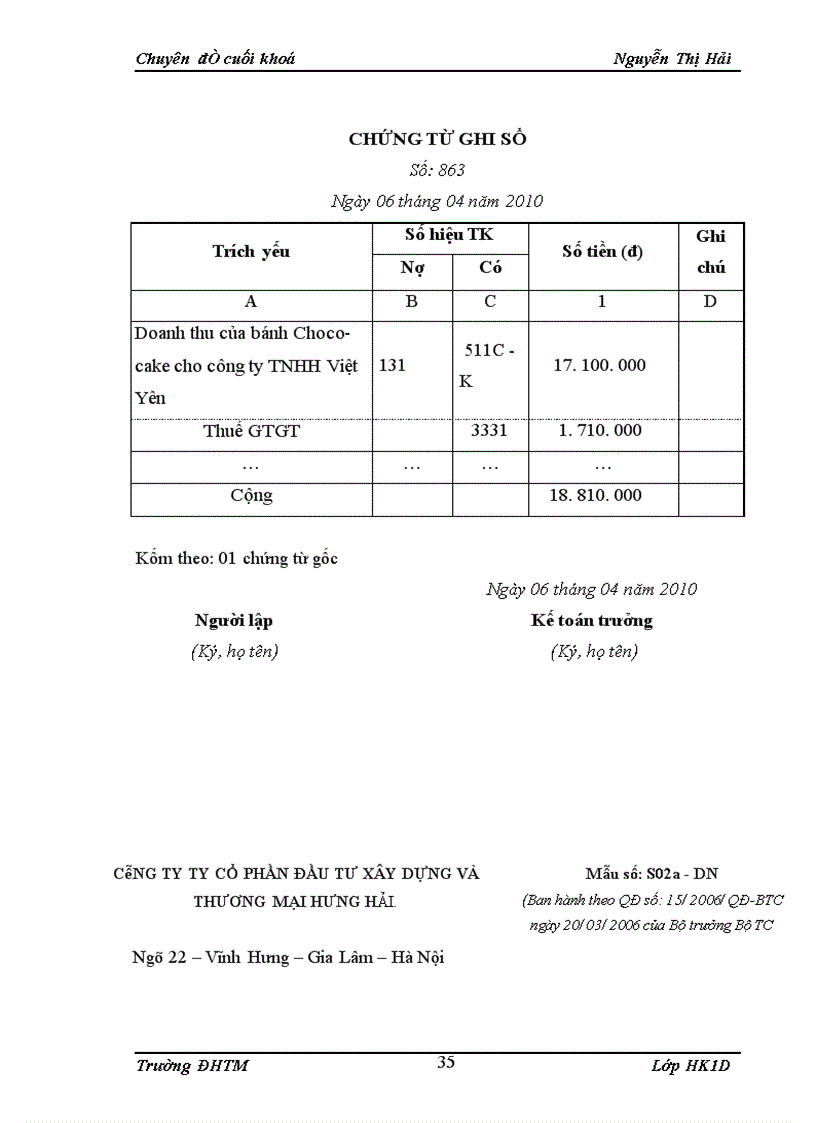 image for page Kế toán bán hàng bánh ngọt của công ty cổ phần đầu tư xây dựng và thương mại Hưng Hải