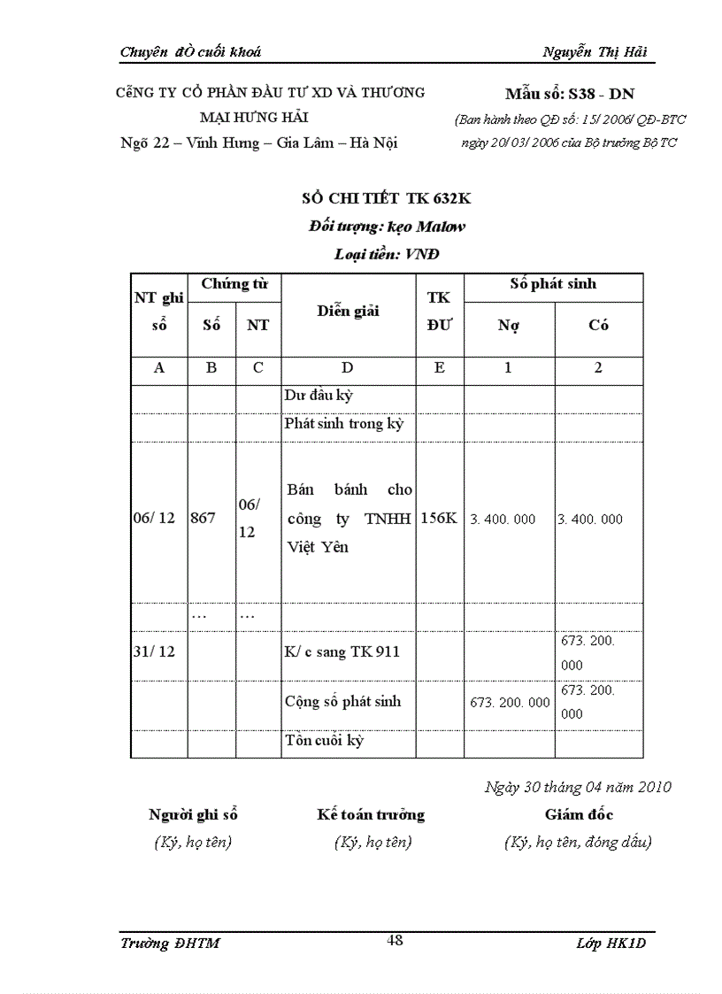 image for page Kế toán bán hàng bánh ngọt của công ty cổ phần đầu tư xây dựng và thương mại Hưng Hải