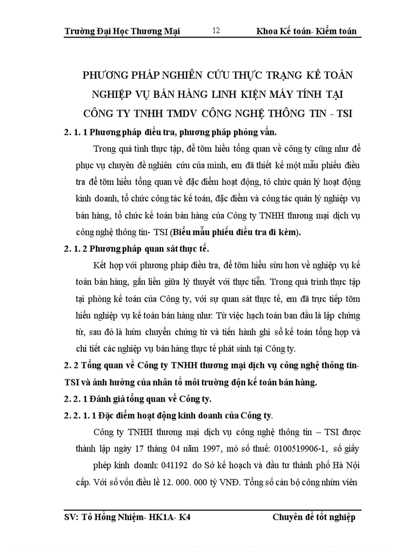 image for page Kế toán bán hàng linh kiện máy tính tại Công ty TNHH thương mại dịch vụ công nghệ thông tin- TSI