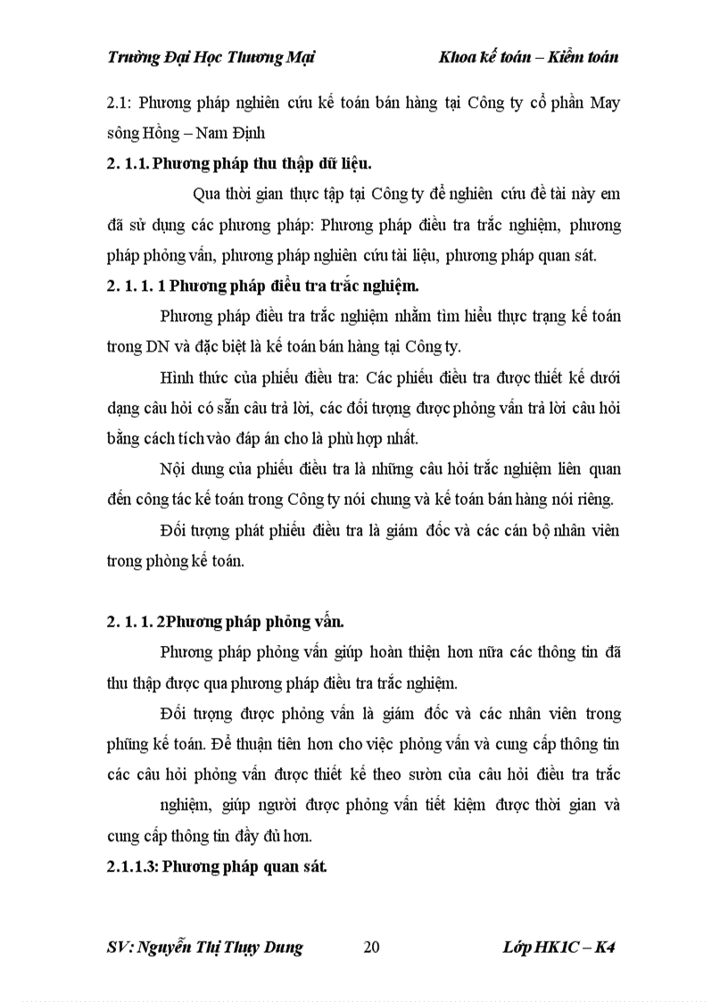 image for page Kế toán bán hàng mặt hàng chăn bông tại công ty cổ phần may sông Hồng – Nam Định