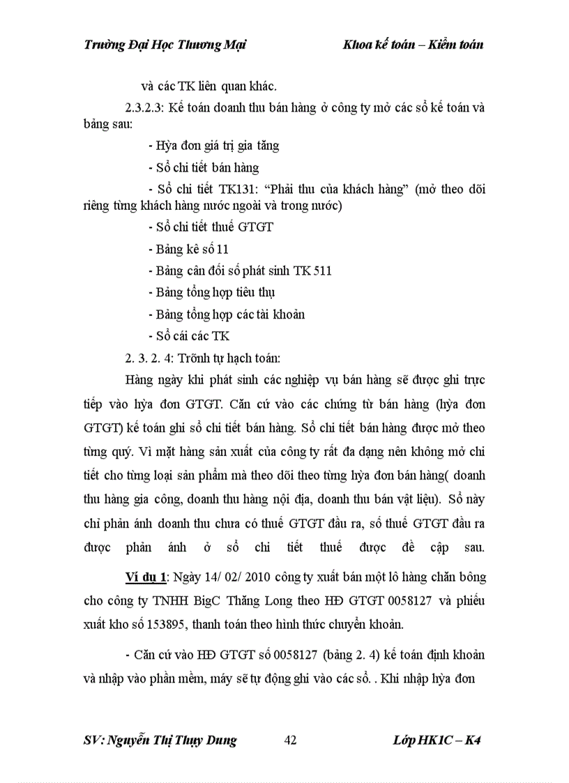 image for page Kế toán bán hàng mặt hàng chăn bông tại công ty cổ phần may sông Hồng – Nam Định